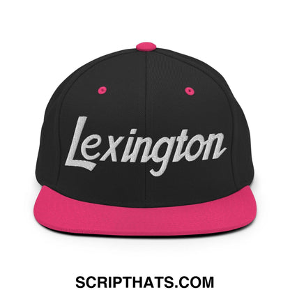 Lexington Script Snapback Hat Black Neon Pink