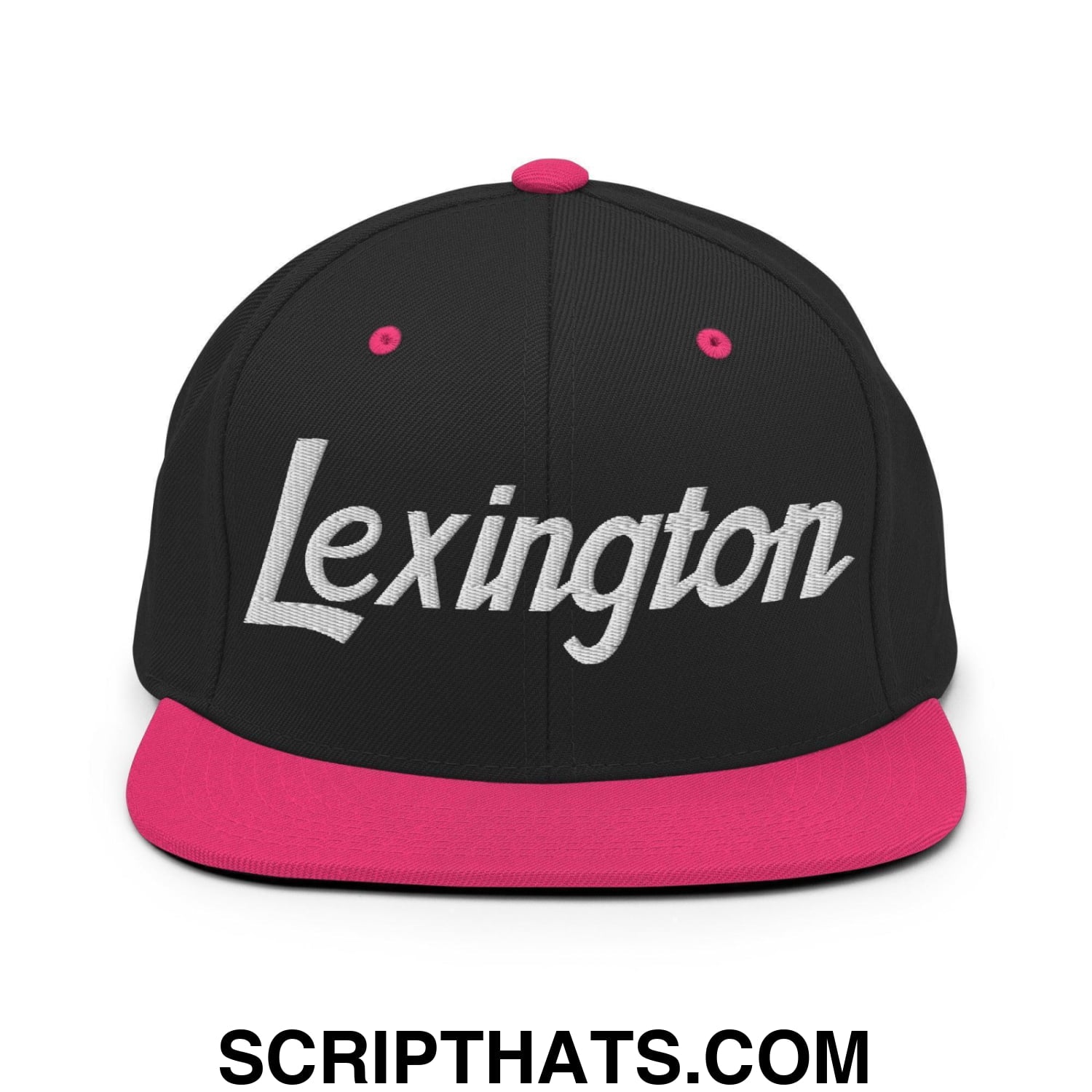 Lexington Script Snapback Hat Black Neon Pink