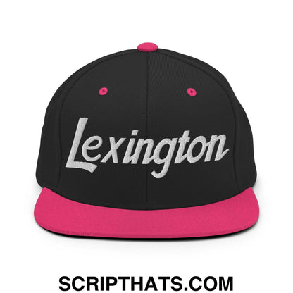 Lexington Script Snapback Hat Black Neon Pink