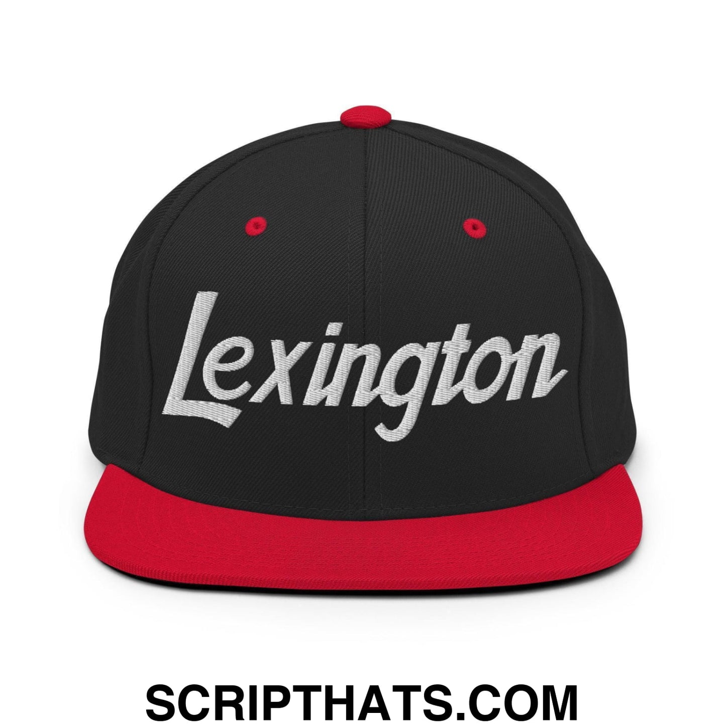 Lexington Script Snapback Hat Black Red