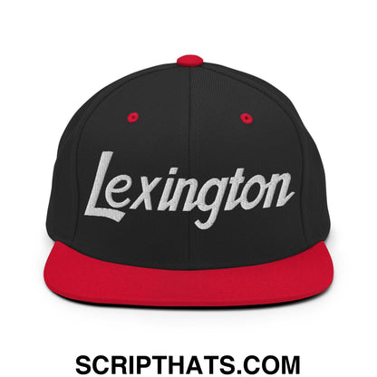 Lexington Script Snapback Hat Black Red