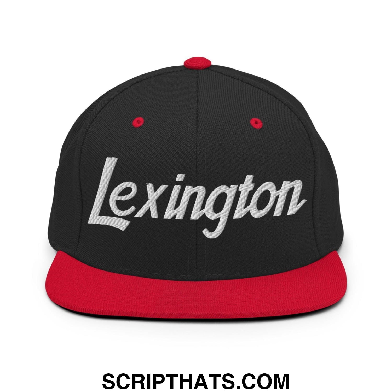 Lexington Script Snapback Hat Black Red