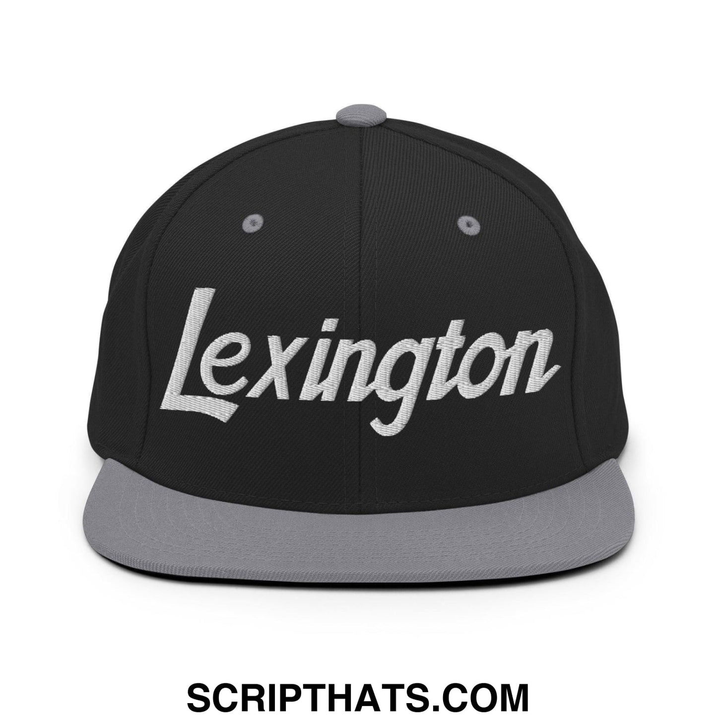Lexington Script Snapback Hat Black Silver