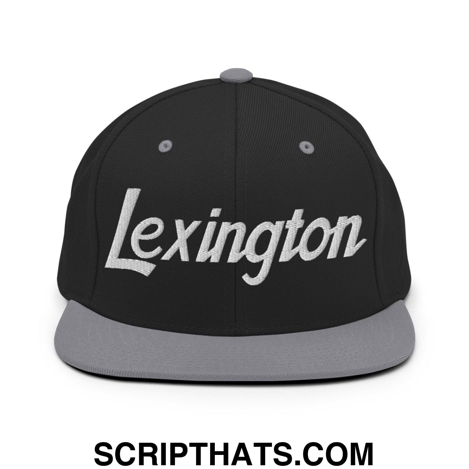 Lexington Script Snapback Hat Black Silver