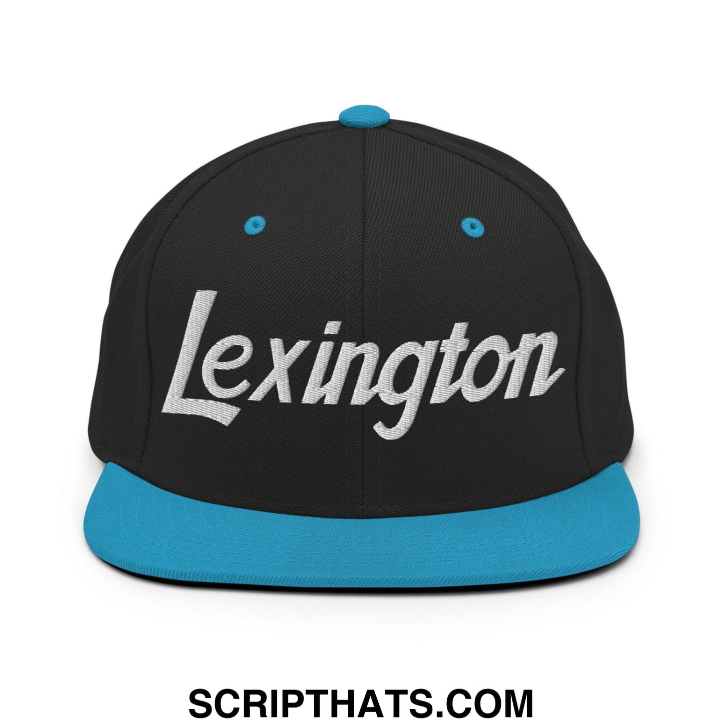 Lexington Script Snapback Hat Black Teal