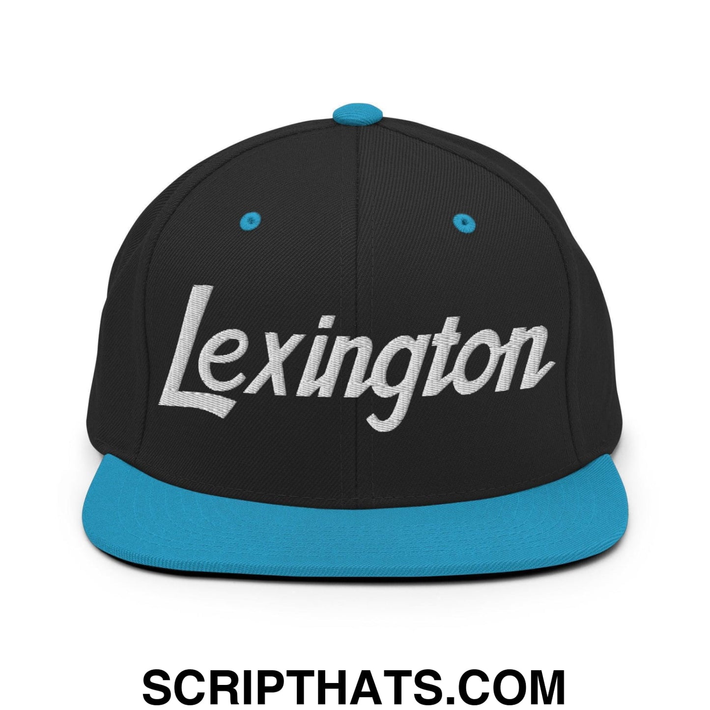 Lexington Script Snapback Hat Black Teal