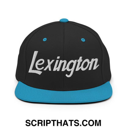Lexington Script Snapback Hat Black Teal
