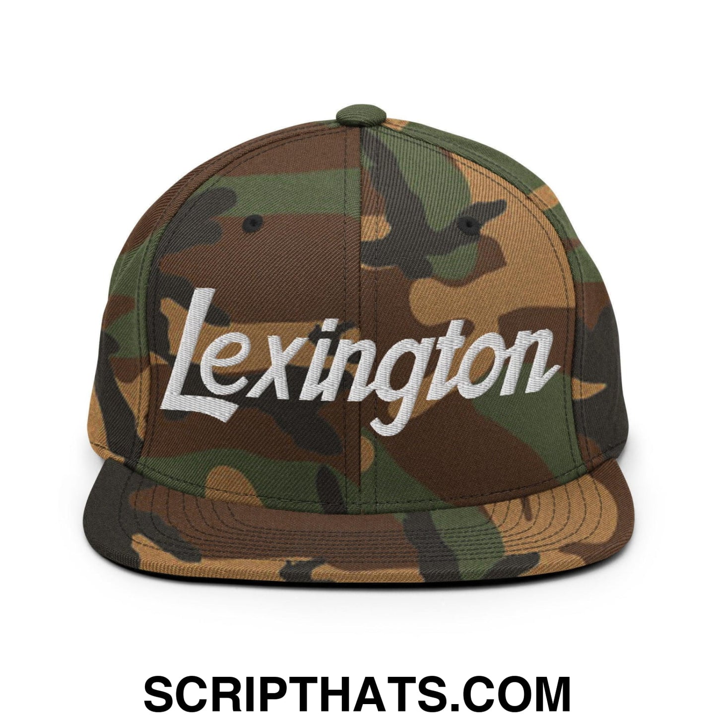 Lexington Script Snapback Hat Green Camo
