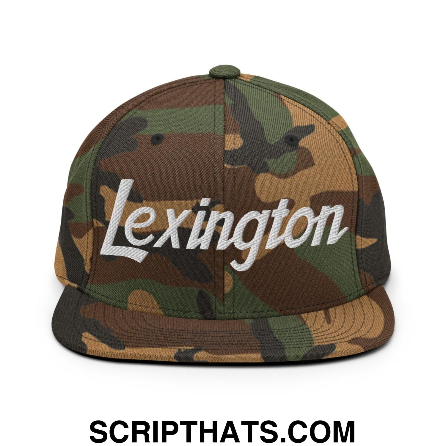 Lexington Script Snapback Hat Green Camo