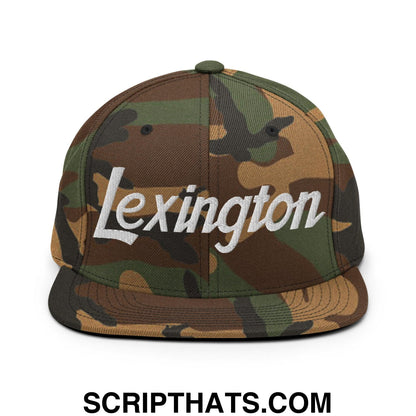 Lexington Script Snapback Hat Green Camo