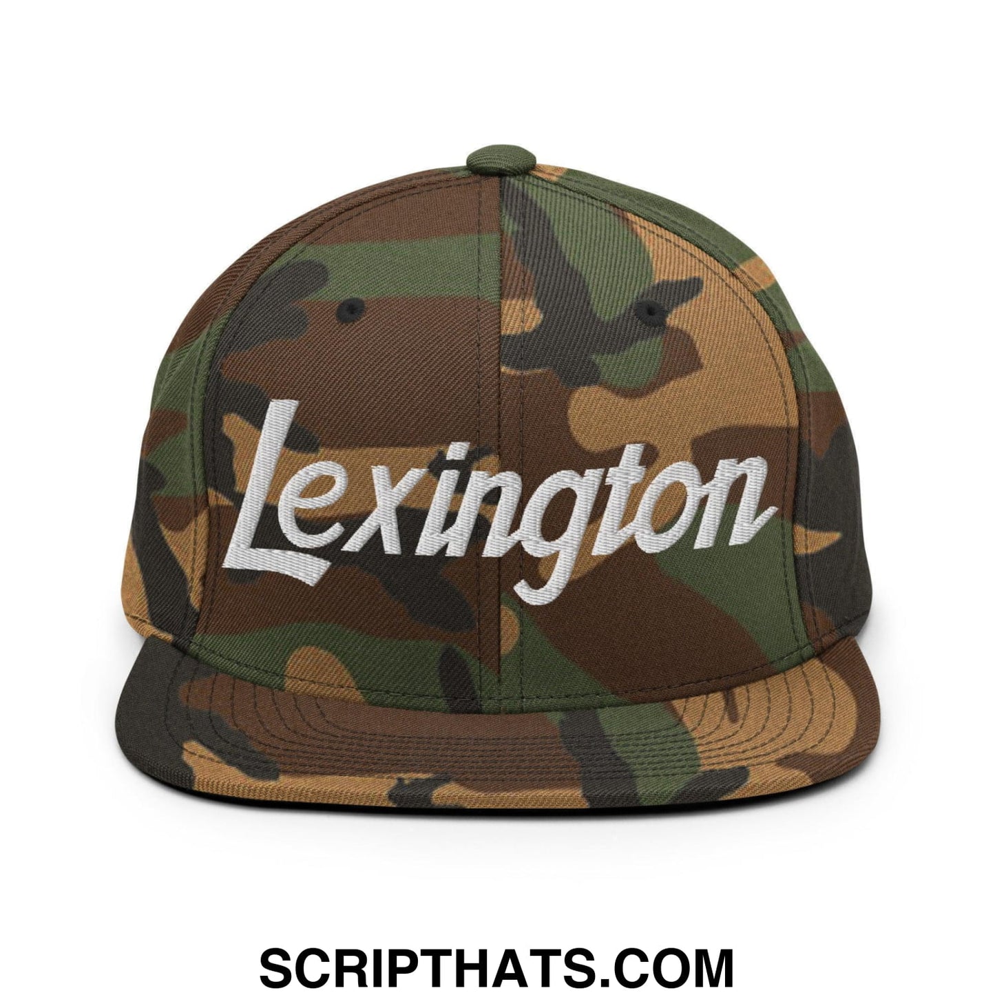 Lexington Script Snapback Hat Green Camo
