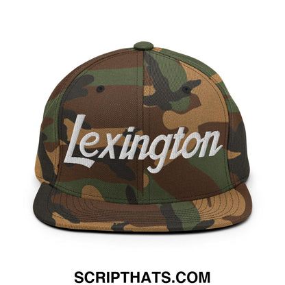 Lexington Script Snapback Hat Green Camo