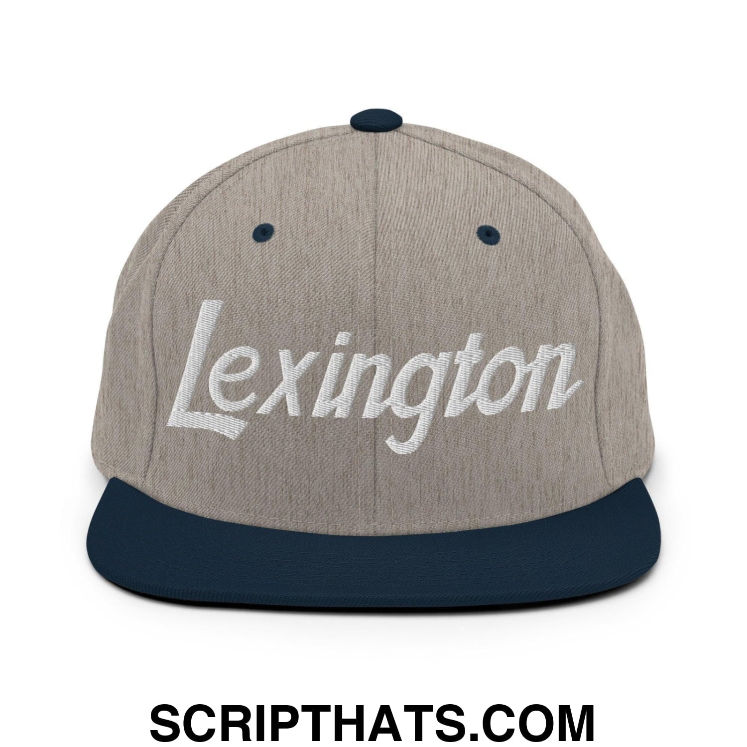 Lexington Script Snapback Hat Heather Grey Navy