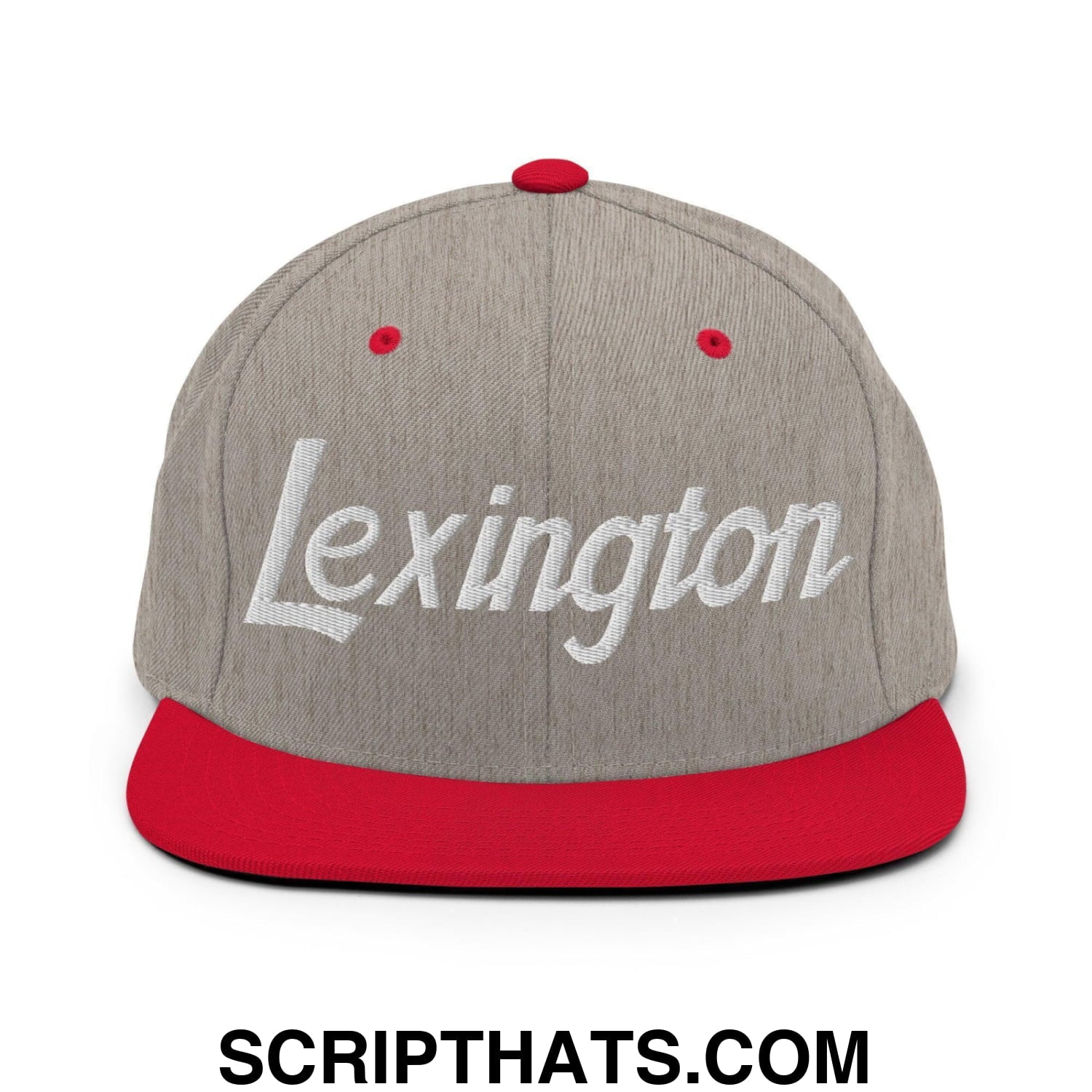 Lexington Script Snapback Hat Heather Grey Red