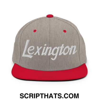 Lexington Script Snapback Hat Heather Grey Red