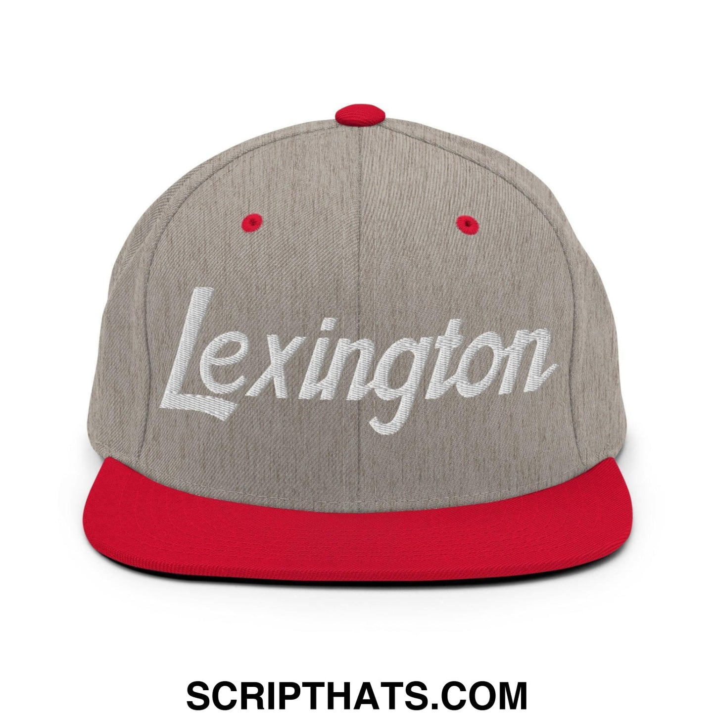 Lexington Script Snapback Hat Heather Grey Red