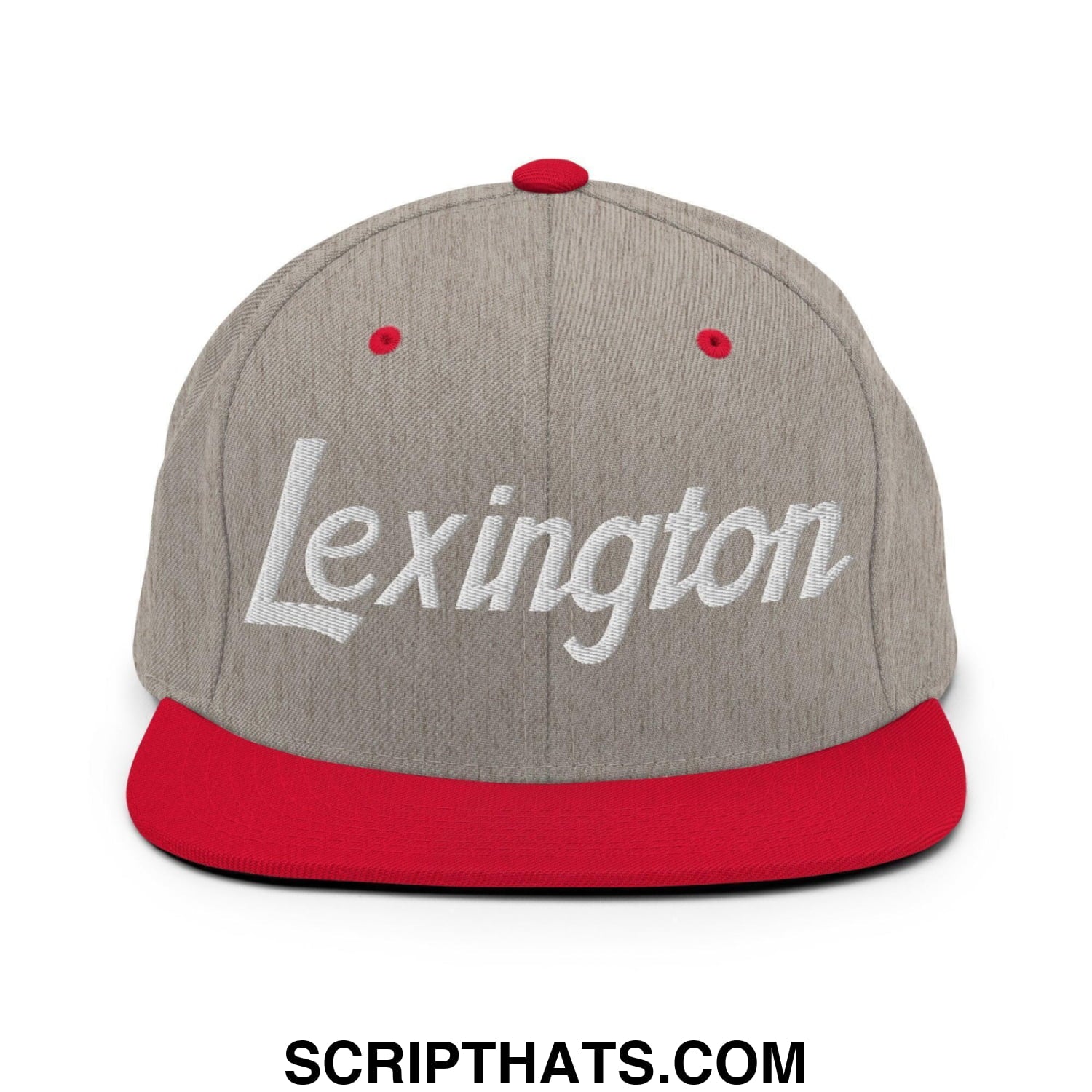 Lexington Script Snapback Hat Heather Grey Red