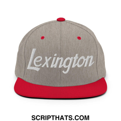 Lexington Script Snapback Hat Heather Grey Red