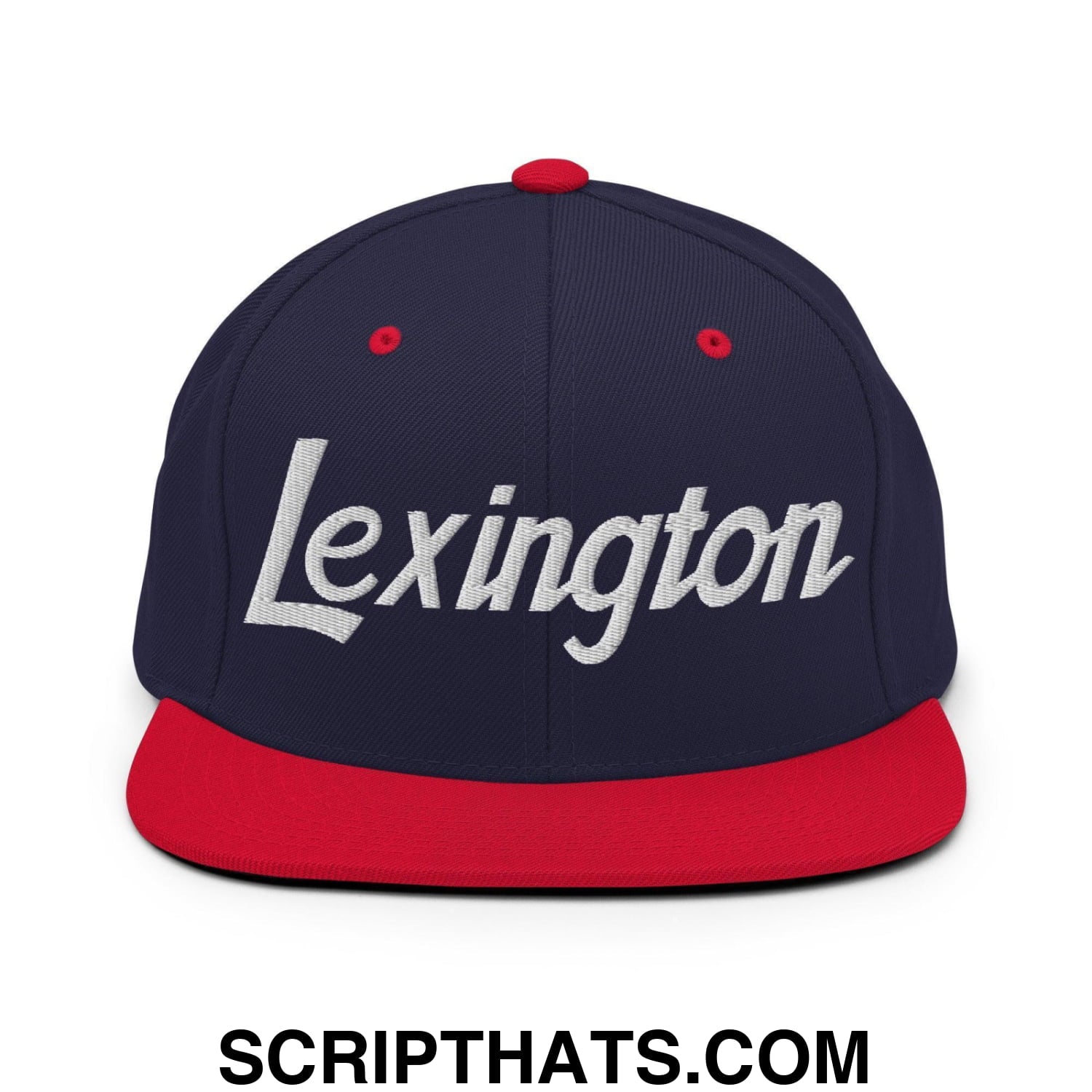 Lexington Script Snapback Hat Navy Red