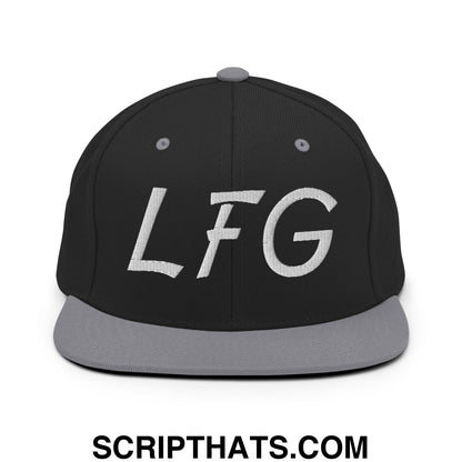 LFG Embroidered Flat Bill Brim Snapback Hat Black Silver