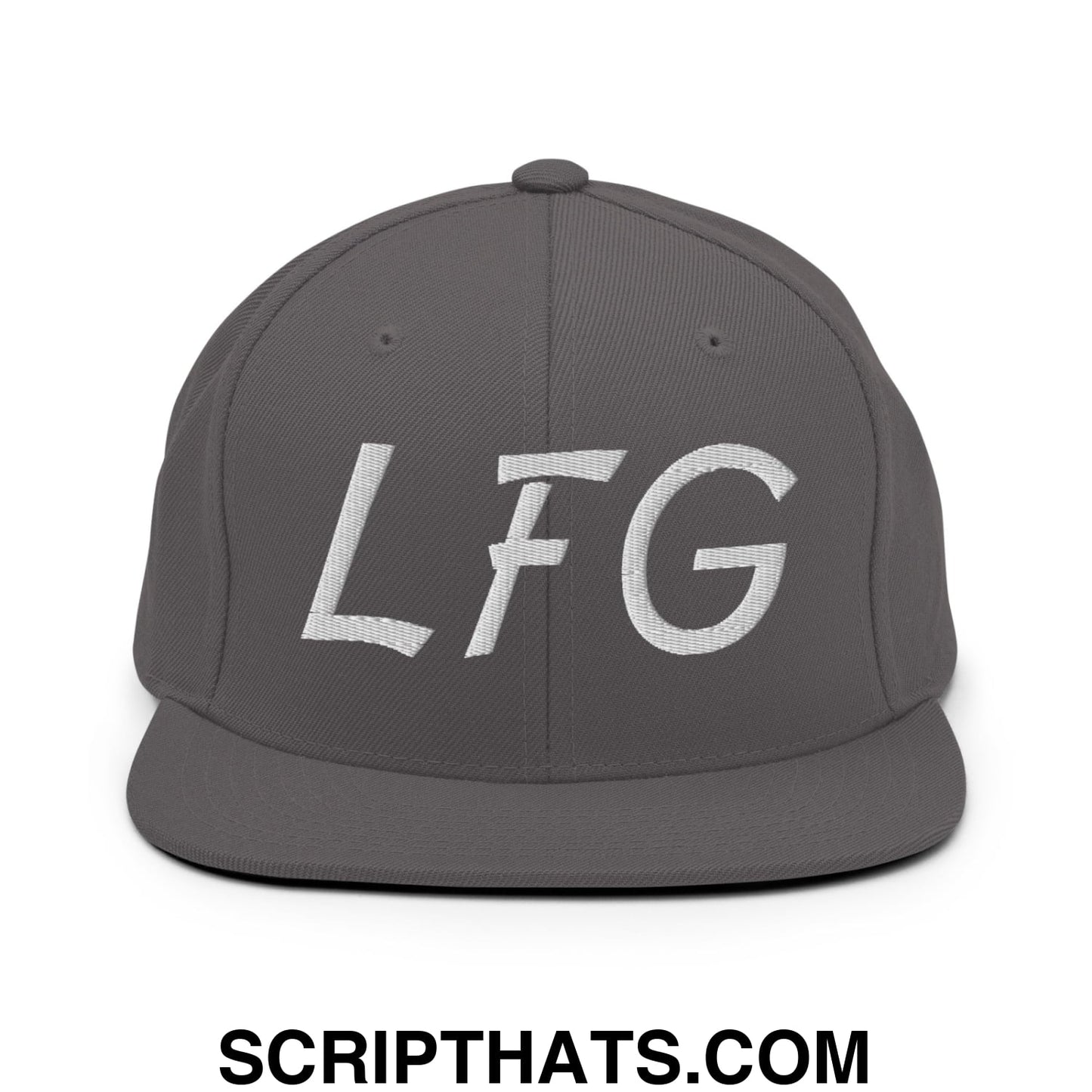 LFG Embroidered Flat Bill Brim Snapback Hat Dark Grey
