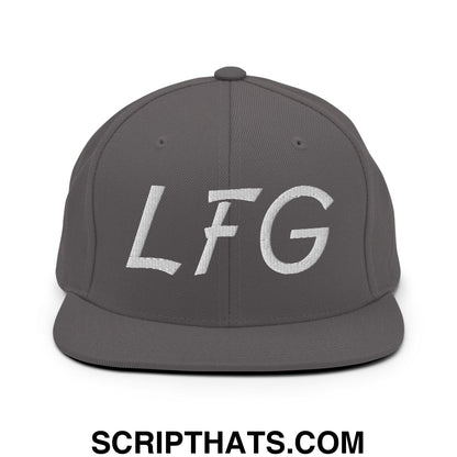 LFG Embroidered Flat Bill Brim Snapback Hat Dark Grey