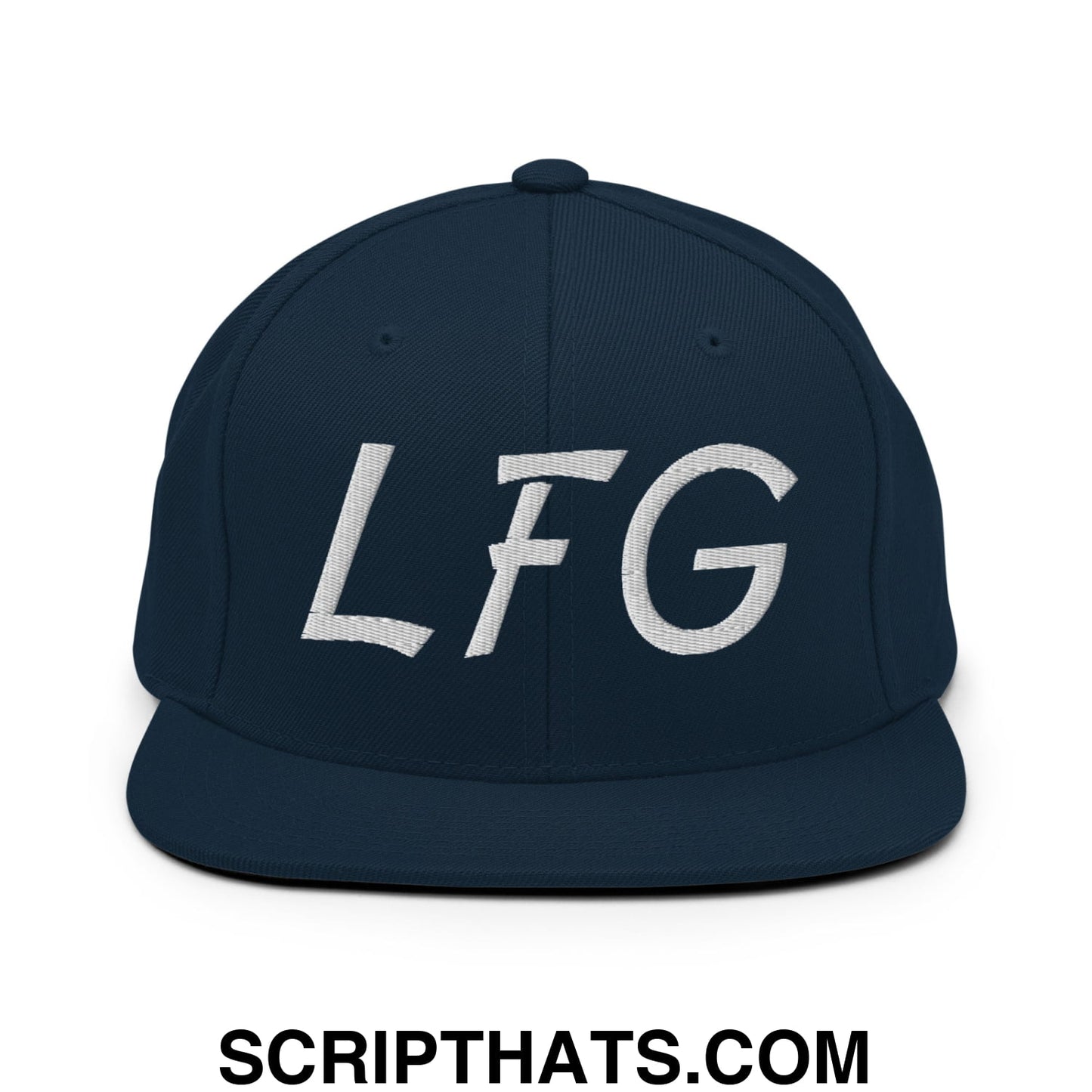 LFG Embroidered Flat Bill Brim Snapback Hat Dark Navy