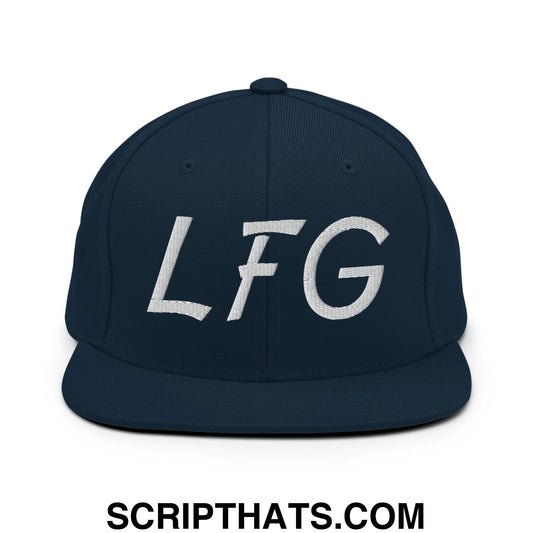 LFG Embroidered Flat Bill Brim Snapback Hat Dark Navy