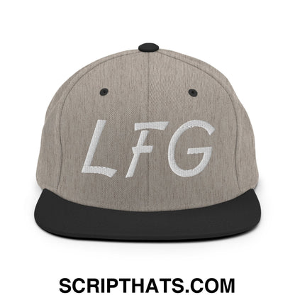 LFG Embroidered Flat Bill Brim Snapback Hat Heather Black