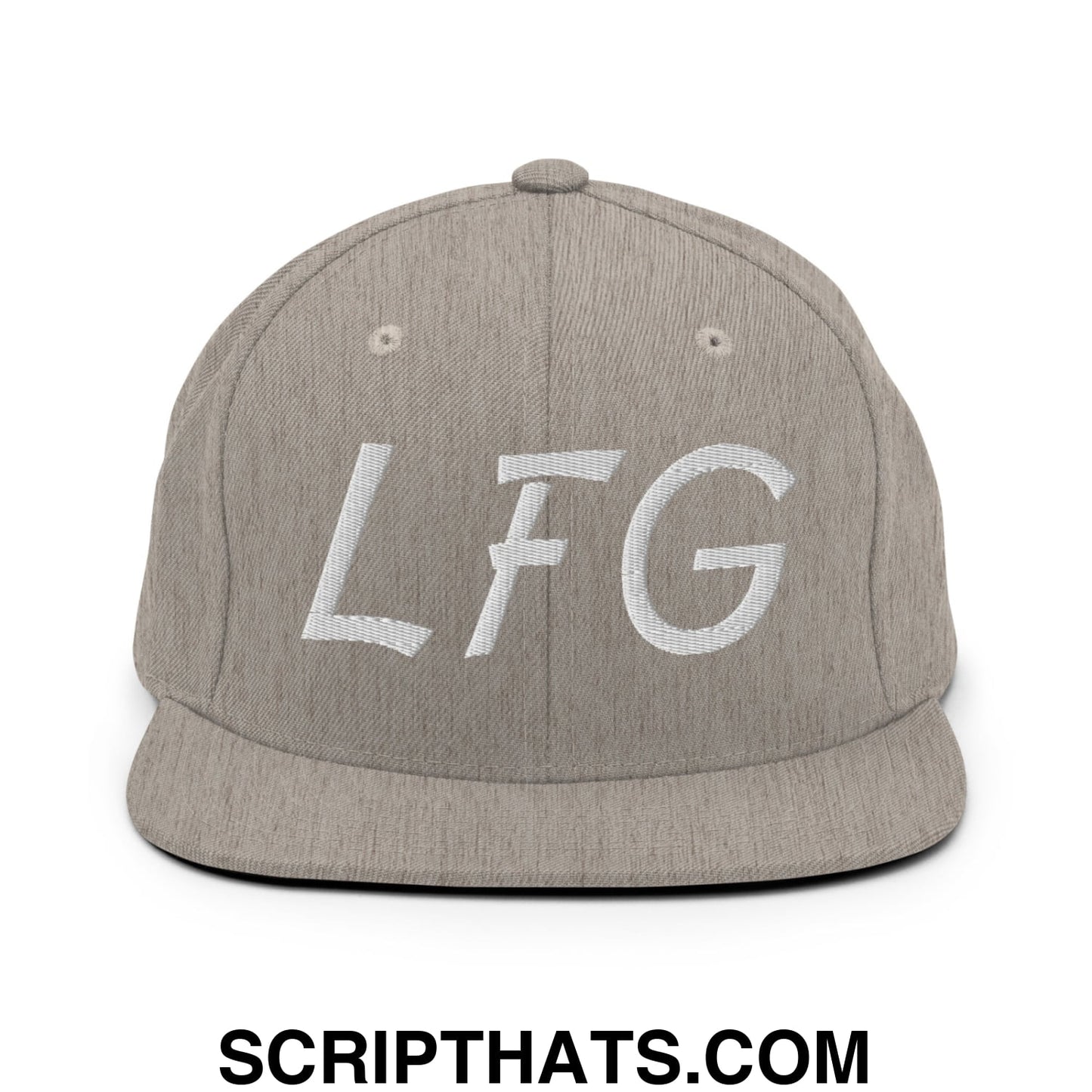 LFG Embroidered Flat Bill Brim Snapback Hat Heather Grey