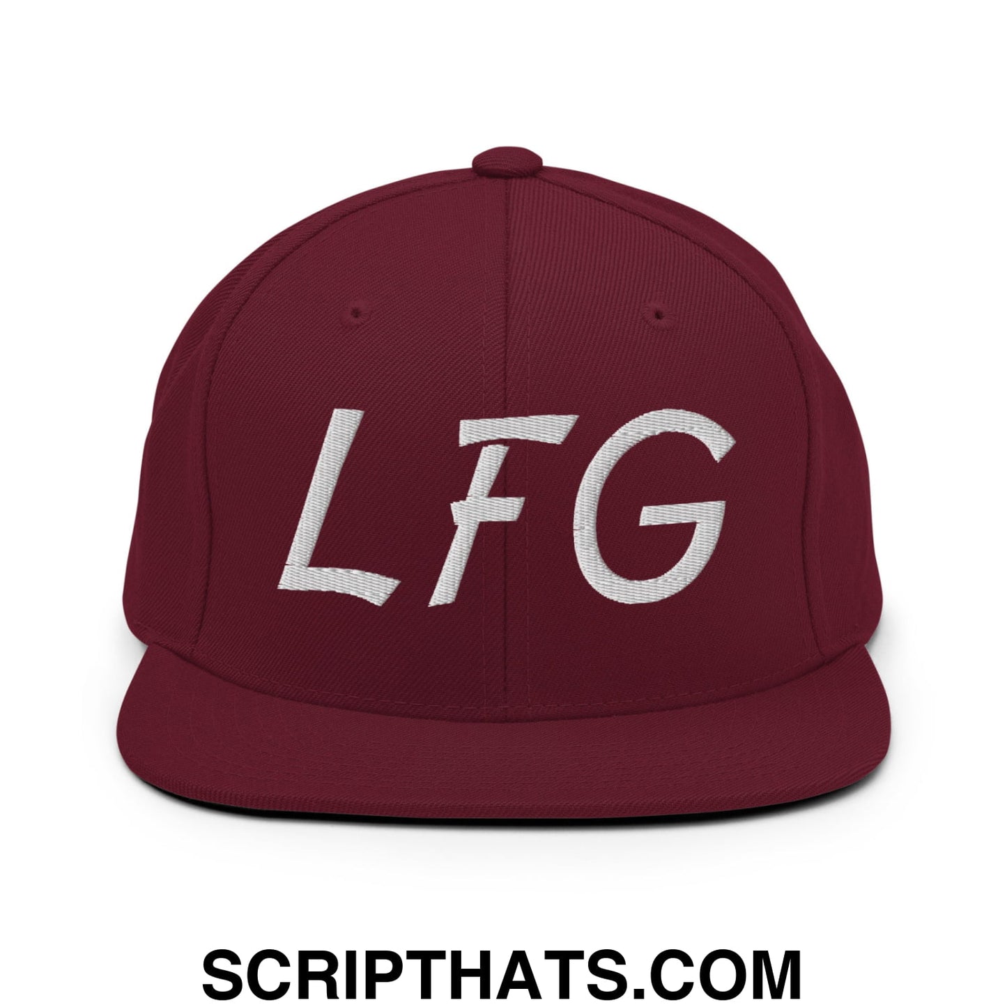 LFG Embroidered Flat Bill Brim Snapback Hat Maroon