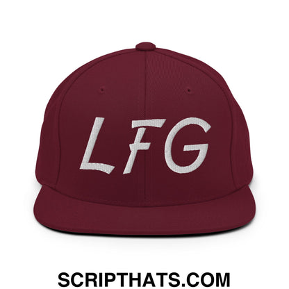 LFG Embroidered Flat Bill Brim Snapback Hat Maroon