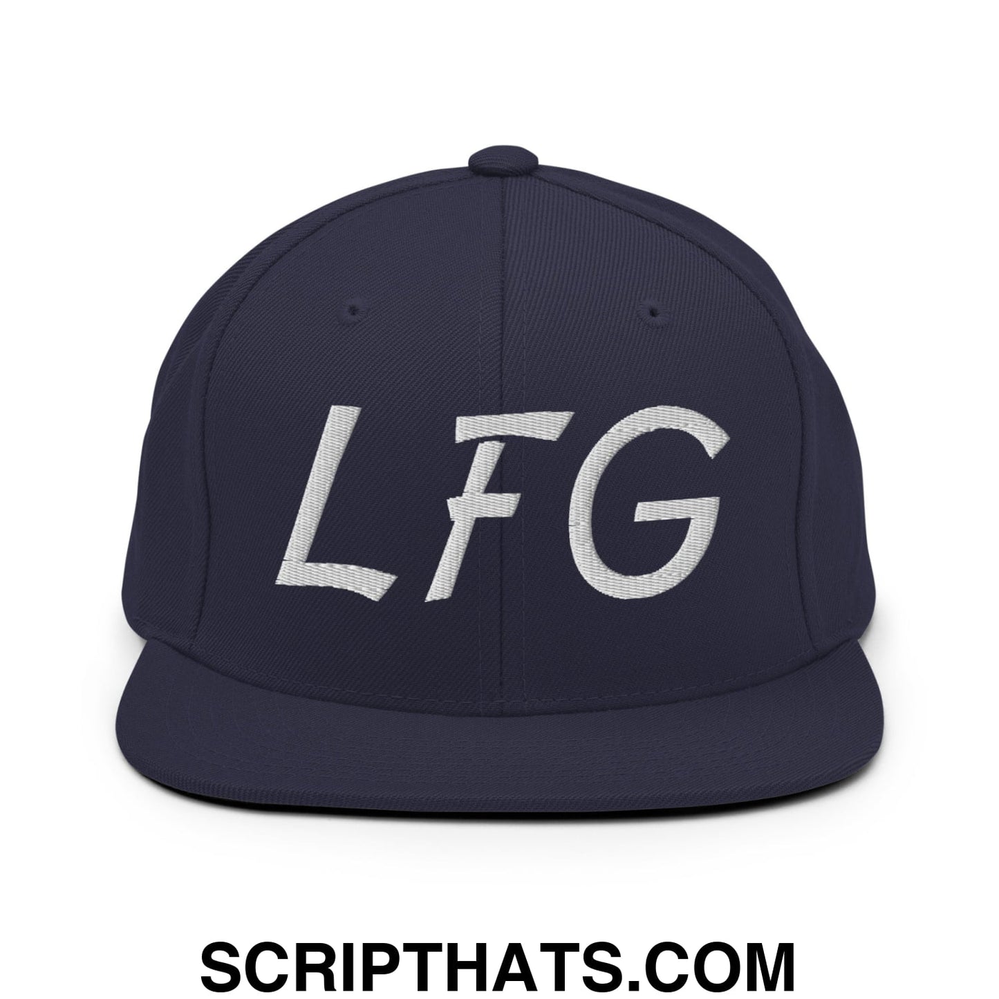 LFG Embroidered Flat Bill Brim Snapback Hat Navy