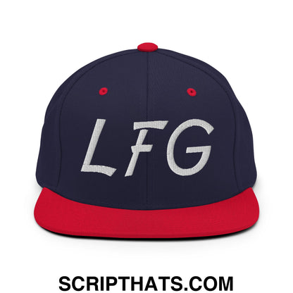 LFG Embroidered Flat Bill Brim Snapback Hat Navy Red