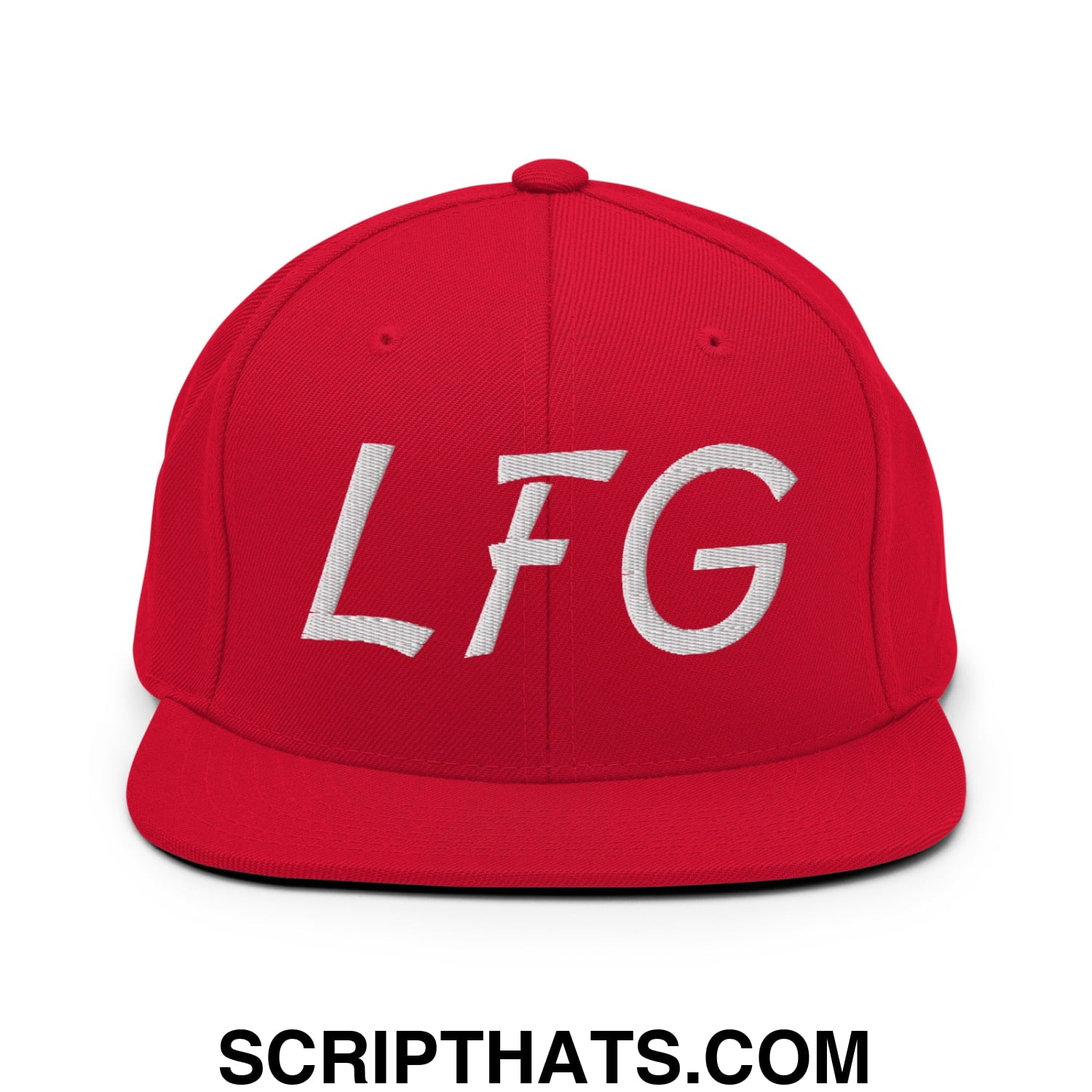 LFG Embroidered Flat Bill Brim Snapback Hat Red