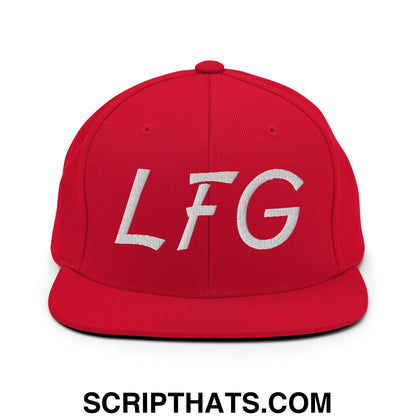 LFG Embroidered Flat Bill Brim Snapback Hat Red