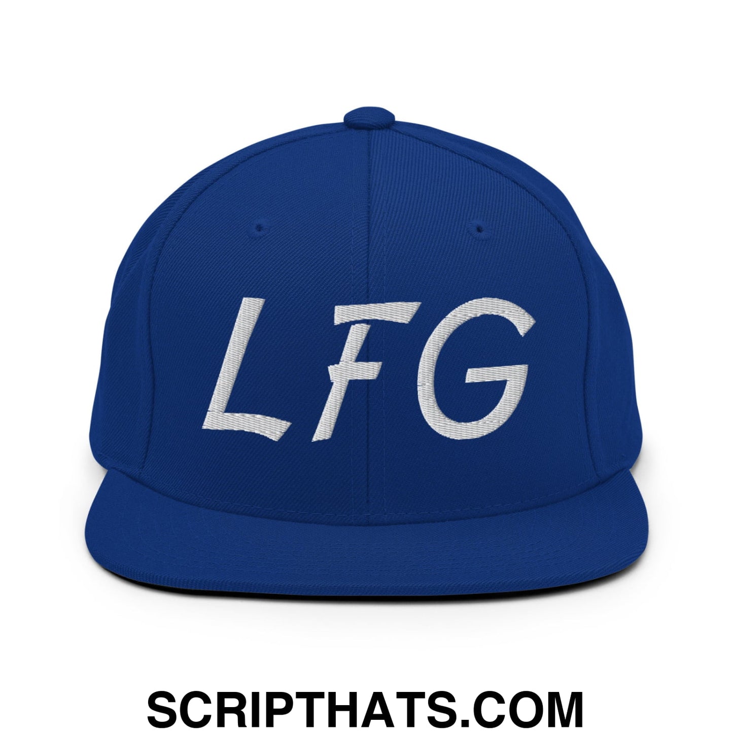 LFG Embroidered Flat Bill Brim Snapback Hat Royal Blue
