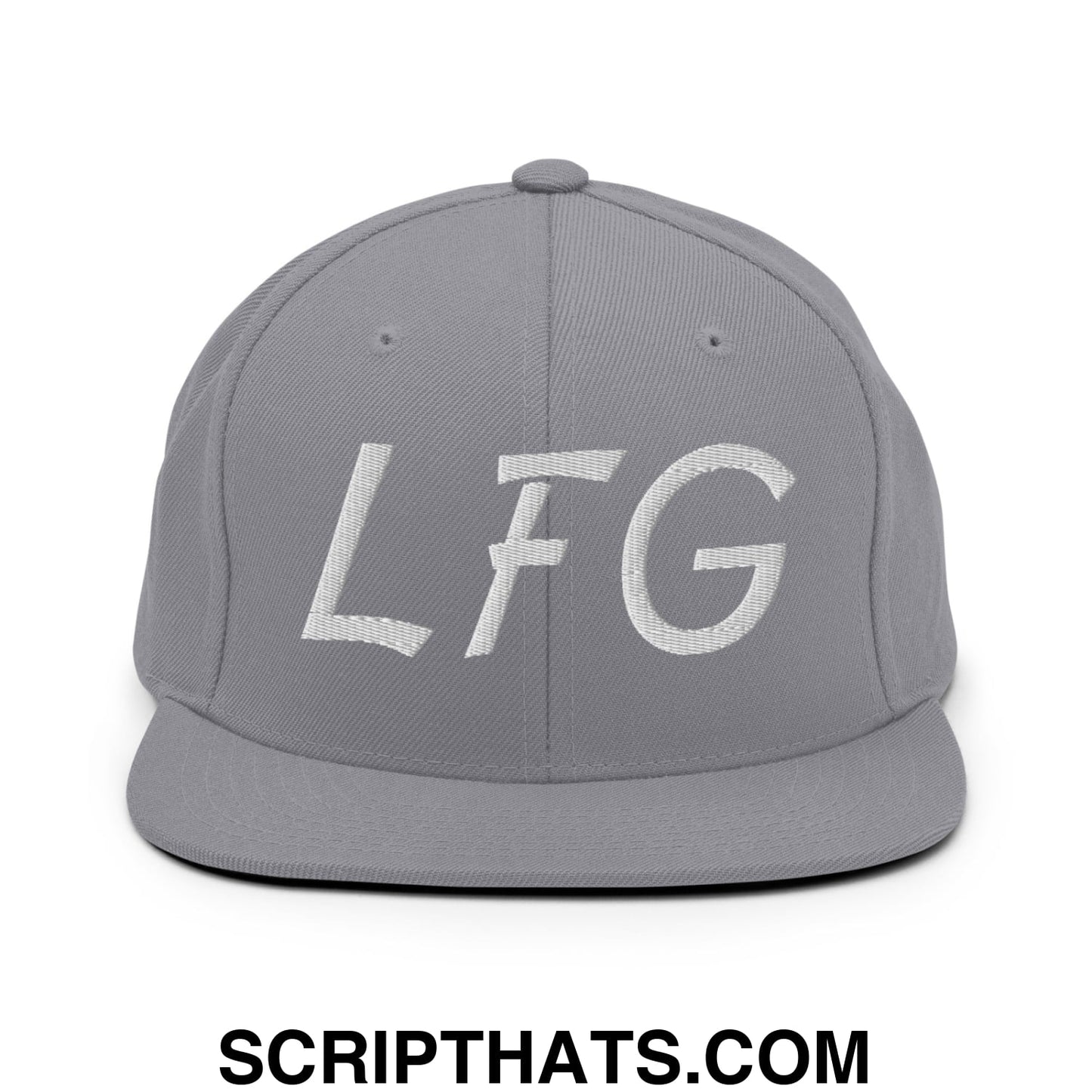 LFG Embroidered Flat Bill Brim Snapback Hat Silver