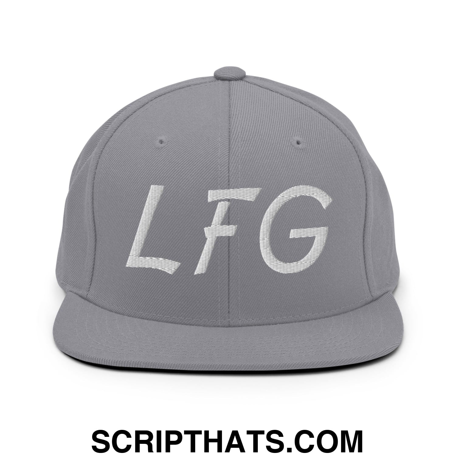 LFG Embroidered Flat Bill Brim Snapback Hat Silver