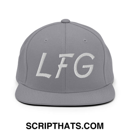 LFG Embroidered Flat Bill Brim Snapback Hat Silver