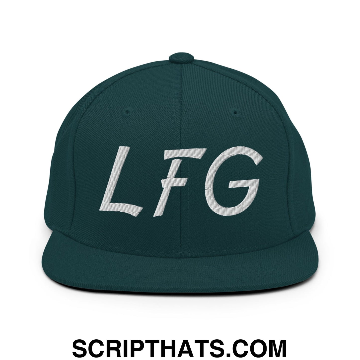 LFG Embroidered Flat Bill Brim Snapback Hat Spruce