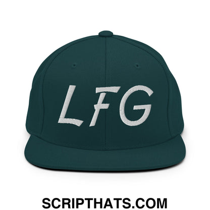 LFG Embroidered Flat Bill Brim Snapback Hat Spruce