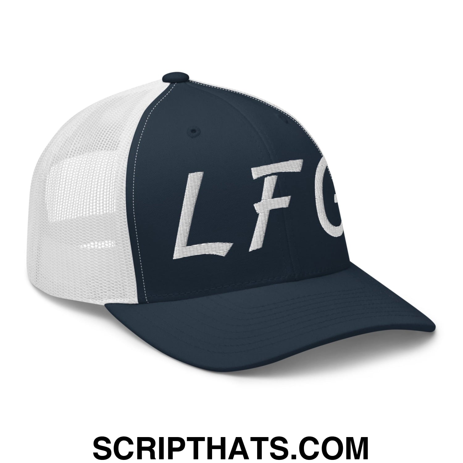 LFG Embroidered Mesh Trucker Hat Navy White
