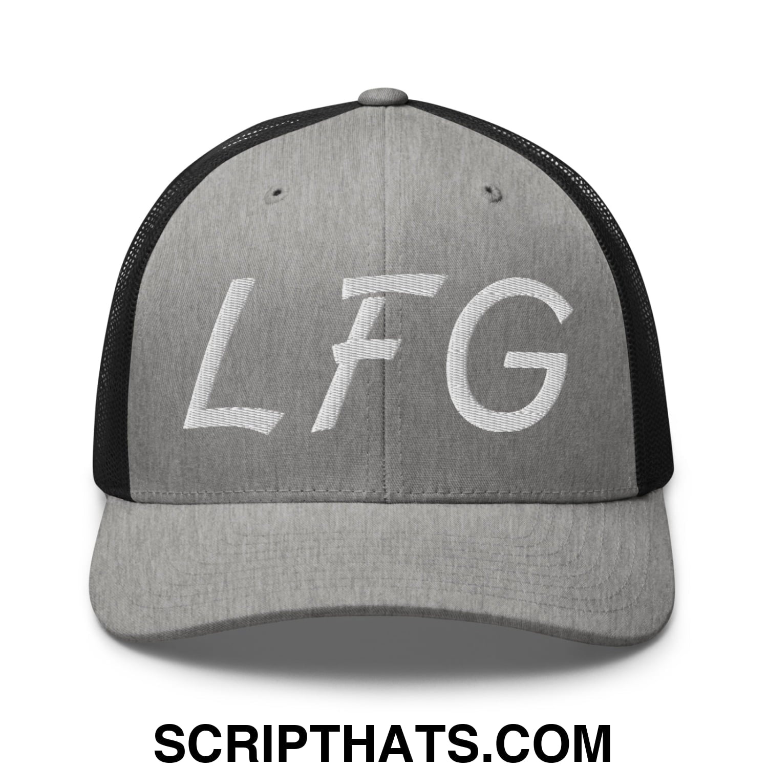 LFG Embroidered Mesh Trucker Hat Heather Black