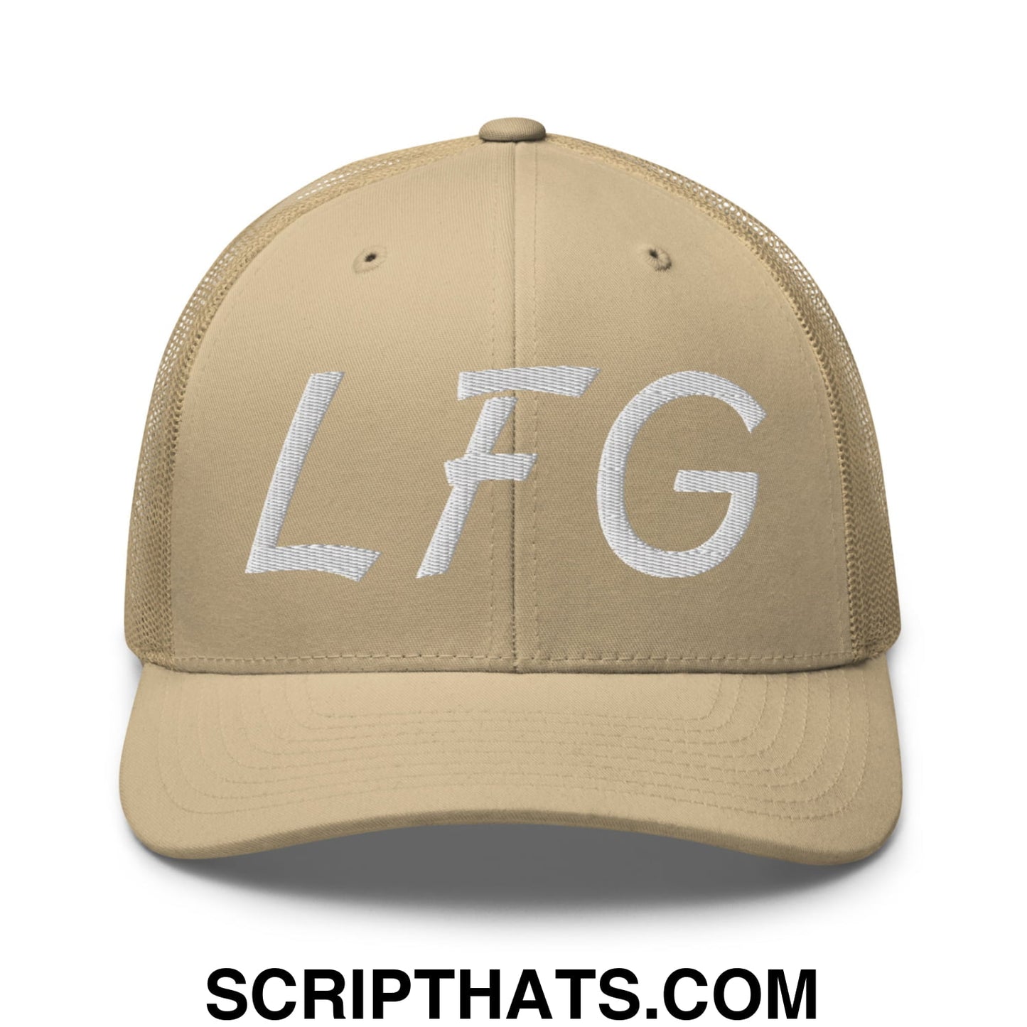 LFG Embroidered Mesh Trucker Hat Khaki