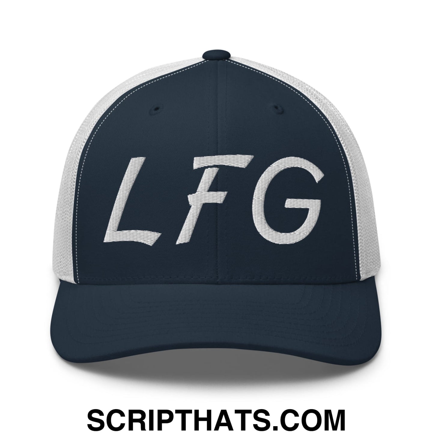 LFG Embroidered Mesh Trucker Hat Navy White