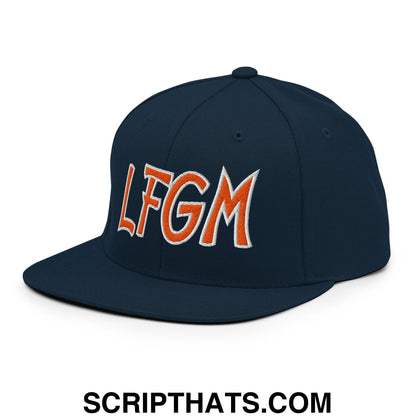 LFGM New York Baseball Flat Bill Brim Snapback Hat Dark Navy