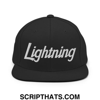 Lightning School Mascot Script Snapback Hat Black