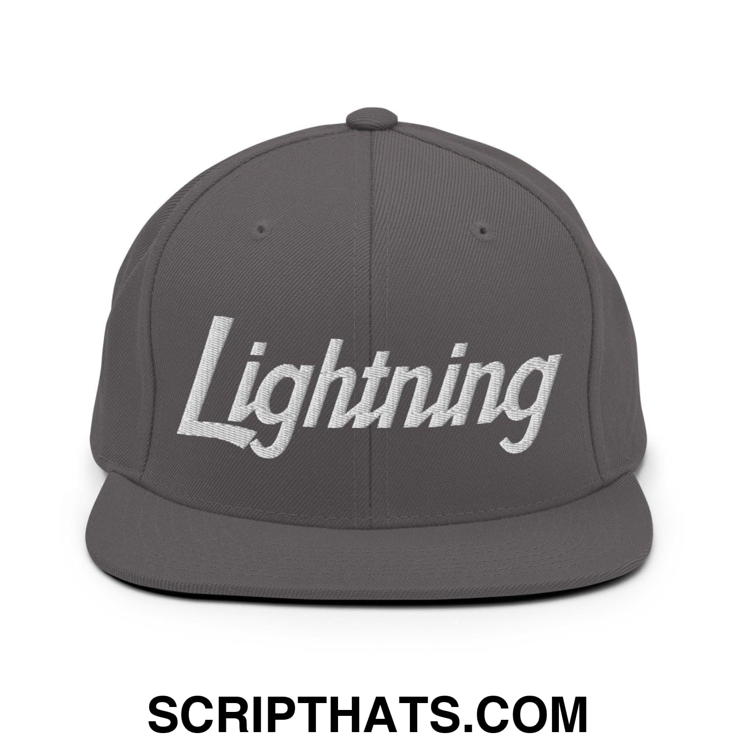 Lightning School Mascot Script Snapback Hat Dark Grey