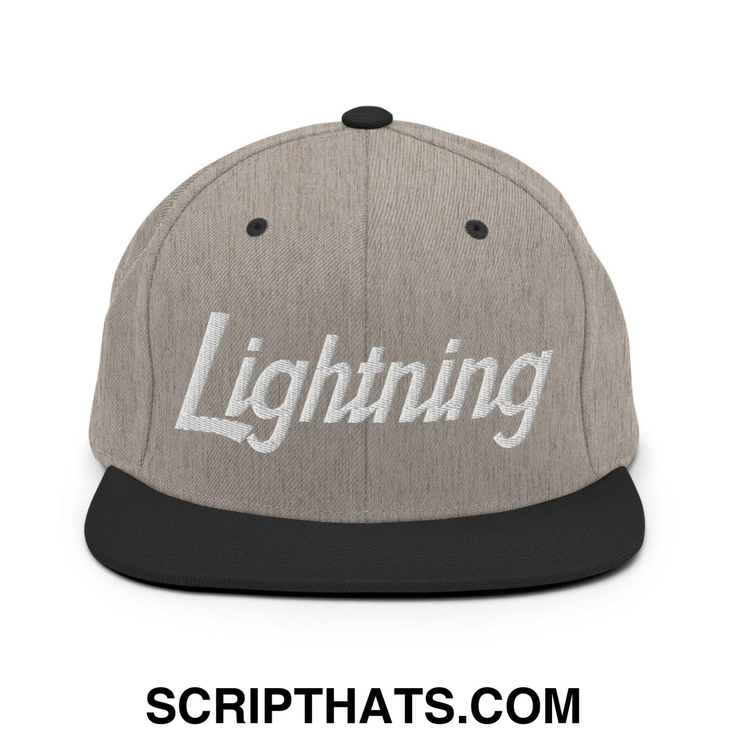 Lightning School Mascot Script Snapback Hat Heather Black
